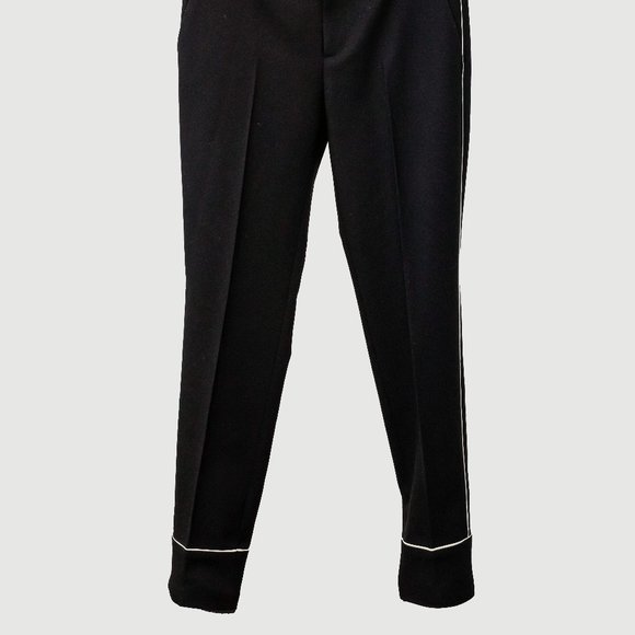 Gucci Black Wool Pants w/ White Stripe - Picture 1 of 13